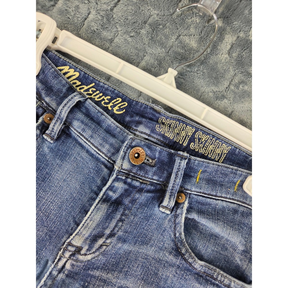 Madewell Skinny Skinny Jeans Medium Wash Raw Hem Distressed Size 29 Waist